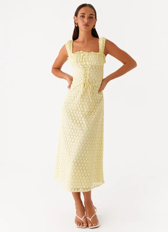 Keziah Tie Front Midi Dress - Lemon sold by Peppermayo
