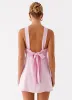 Keira Linen Mini Dress - Pink sold by Peppermayo
