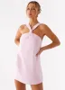 Keira Linen Mini Dress - Pink sold by Peppermayo