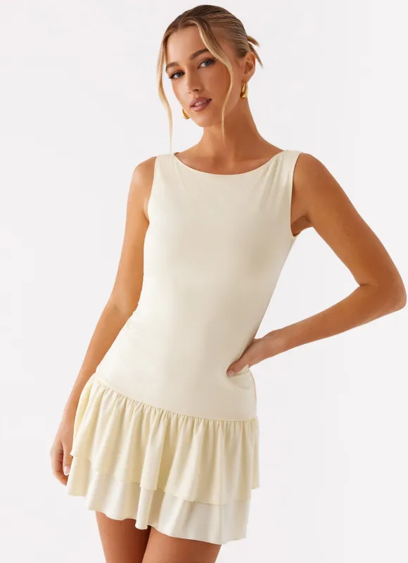 Rhiannon Frill Mini Dress - Yellow sold by Peppermayo