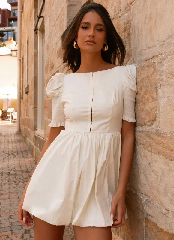 Enya Mini Dress - Ivory sold by Peppermayo