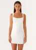 Odette Satin Mini Dress - White sold by Peppermayo