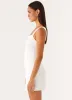 Odette Satin Mini Dress - White sold by Peppermayo