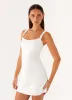 Odette Satin Mini Dress - White sold by Peppermayo