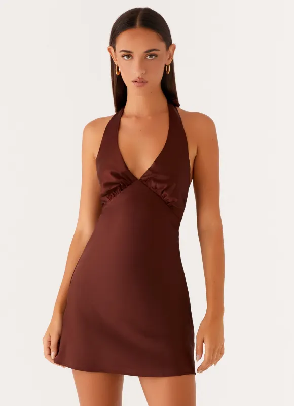 Heavy Hearted Mini Dress - Chocolate sold by Peppermayo