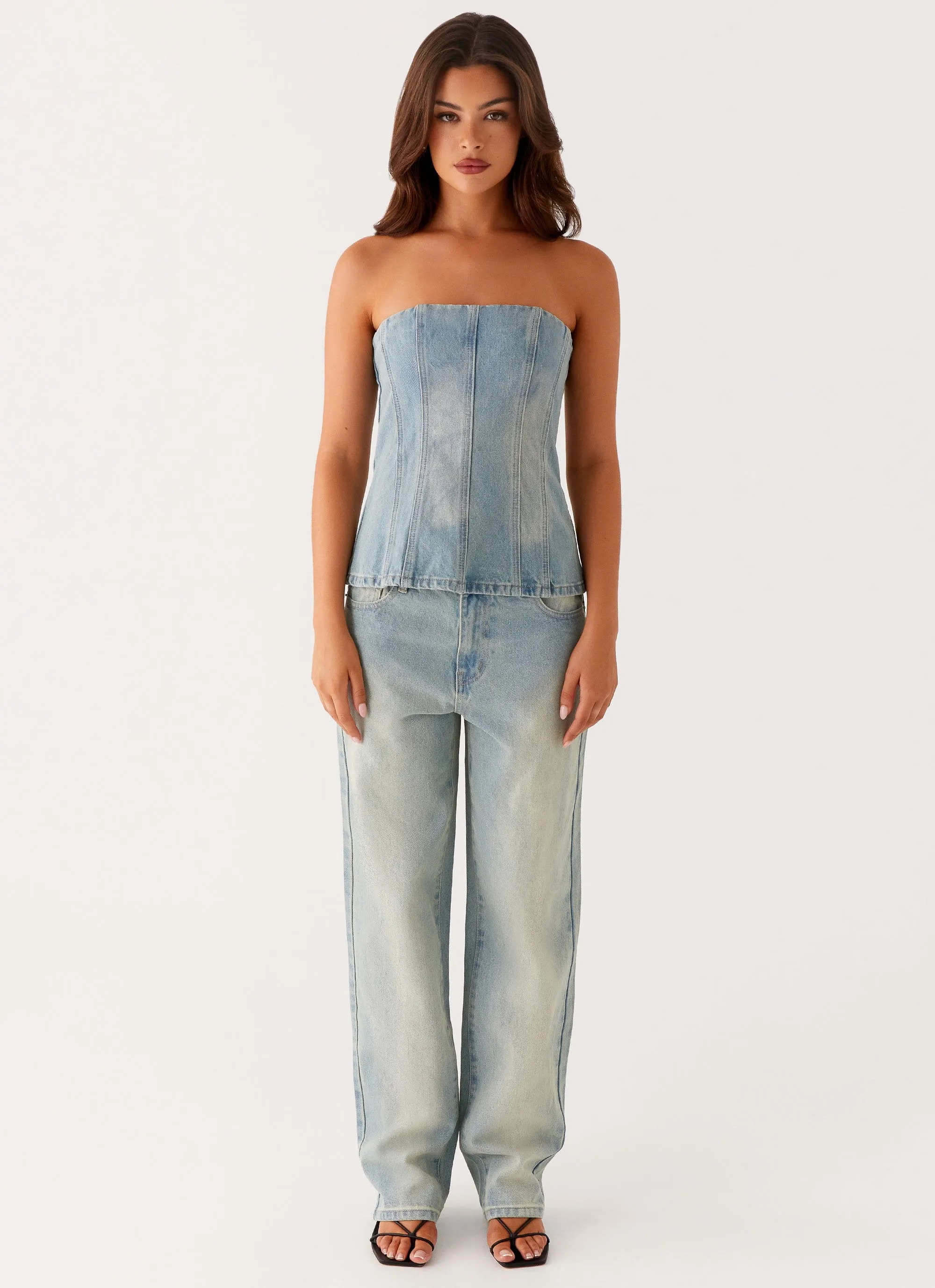 Vino Strapless Denim Top - Vintage Denim sold by Peppermayo product image thumbnail 3