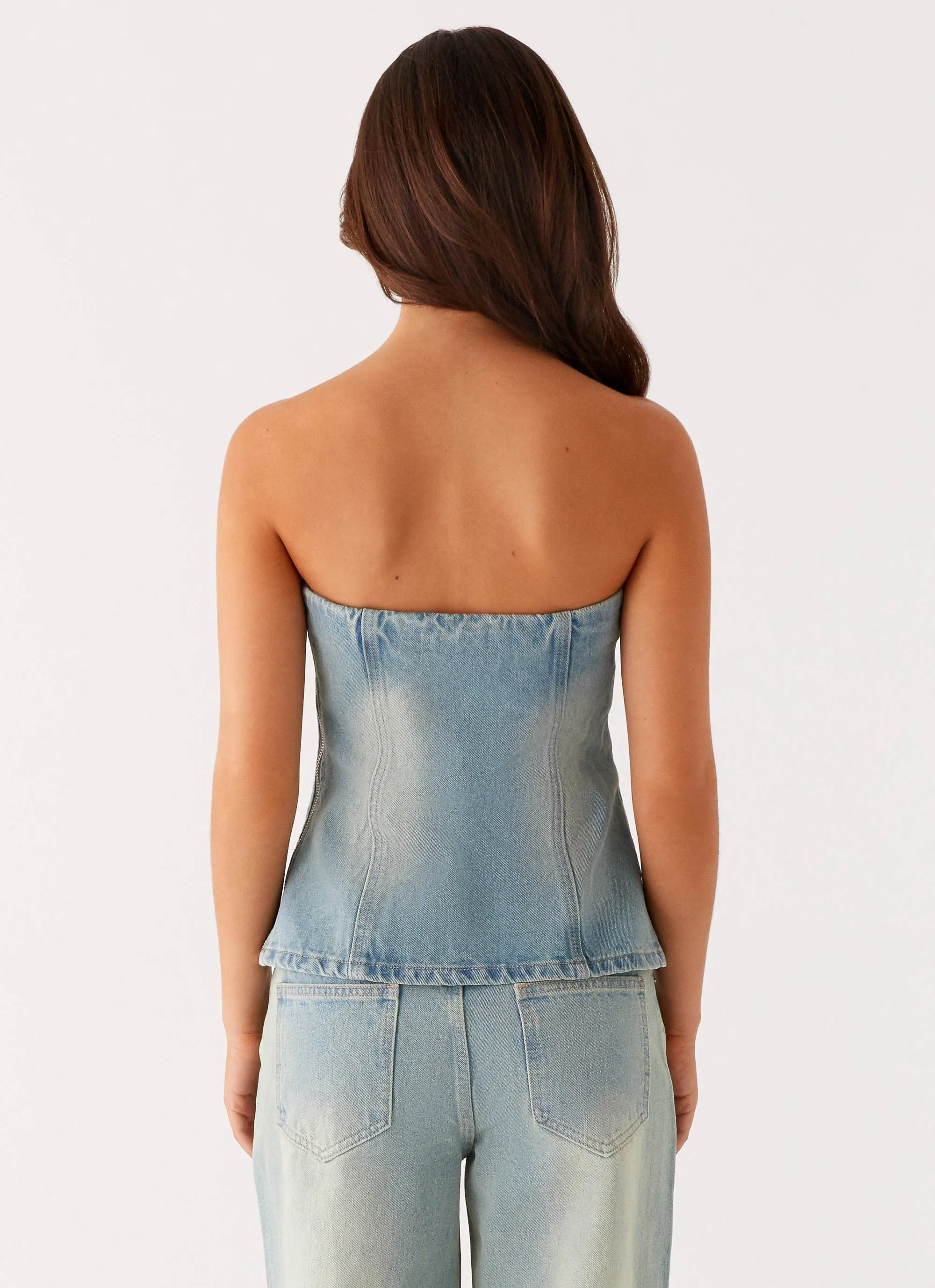 Vino Strapless Denim Top - Vintage Denim sold by Peppermayo product image thumbnail 5
