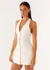 Mira Halter Neck Mini Dress - Ivory sold by Peppermayo