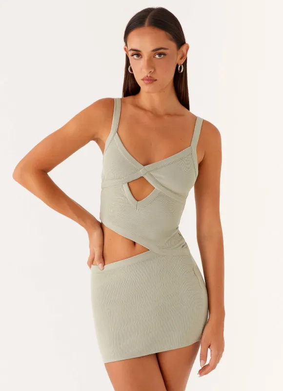 Jocelyn Mini Dress - Sage sold by Peppermayo