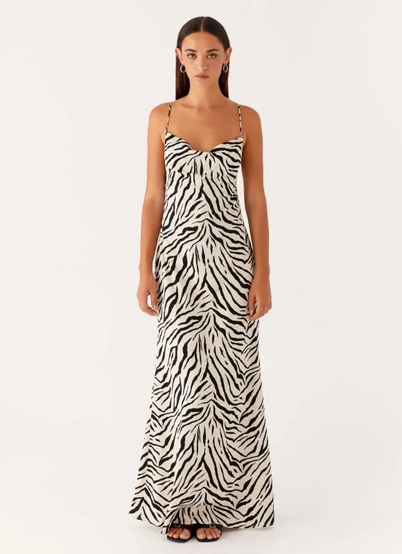 Gianni Cowl Maxi Dress - Zebra sold by Peppermayo
