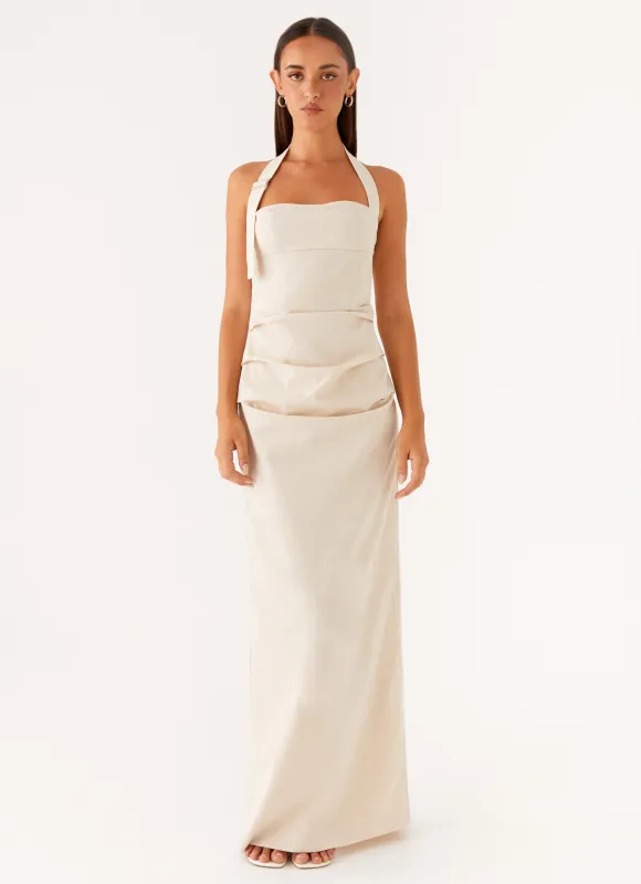 Rumour Has It Maxi Dress - Oatmeal sold by Peppermayo