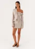 Looking Good Off Shoulder Blazer - Pebble sold by Peppermayo
