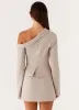 Looking Good Off Shoulder Blazer - Pebble sold by Peppermayo