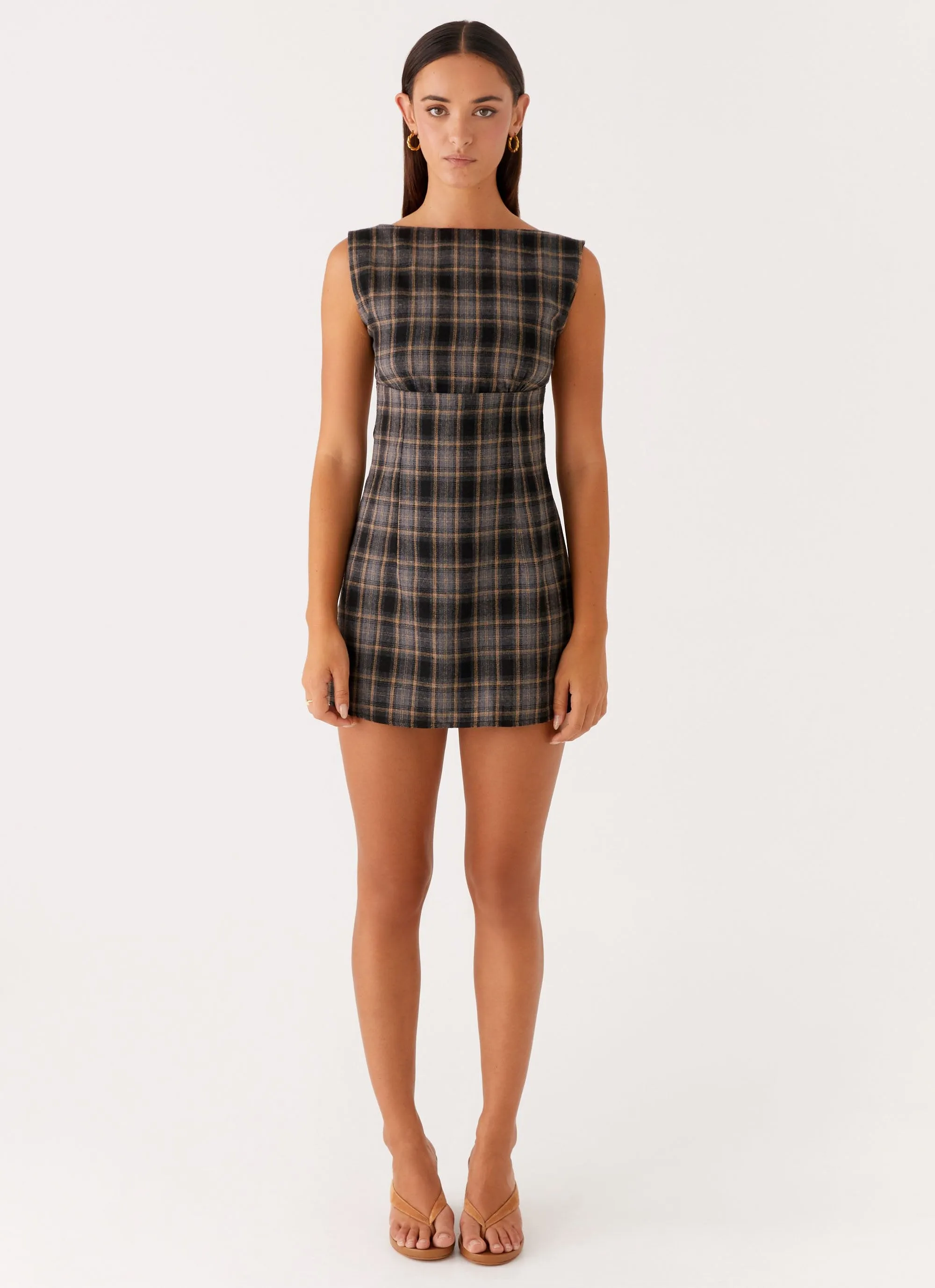 Vella Mini Dress - Brown Check sold by Peppermayo product image thumbnail 3