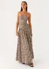 Carmel Maxi Dress - Brown Gingham sold by Peppermayo