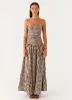 Carmel Maxi Dress - Brown Gingham sold by Peppermayo