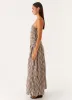 Carmel Maxi Dress - Brown Gingham sold by Peppermayo