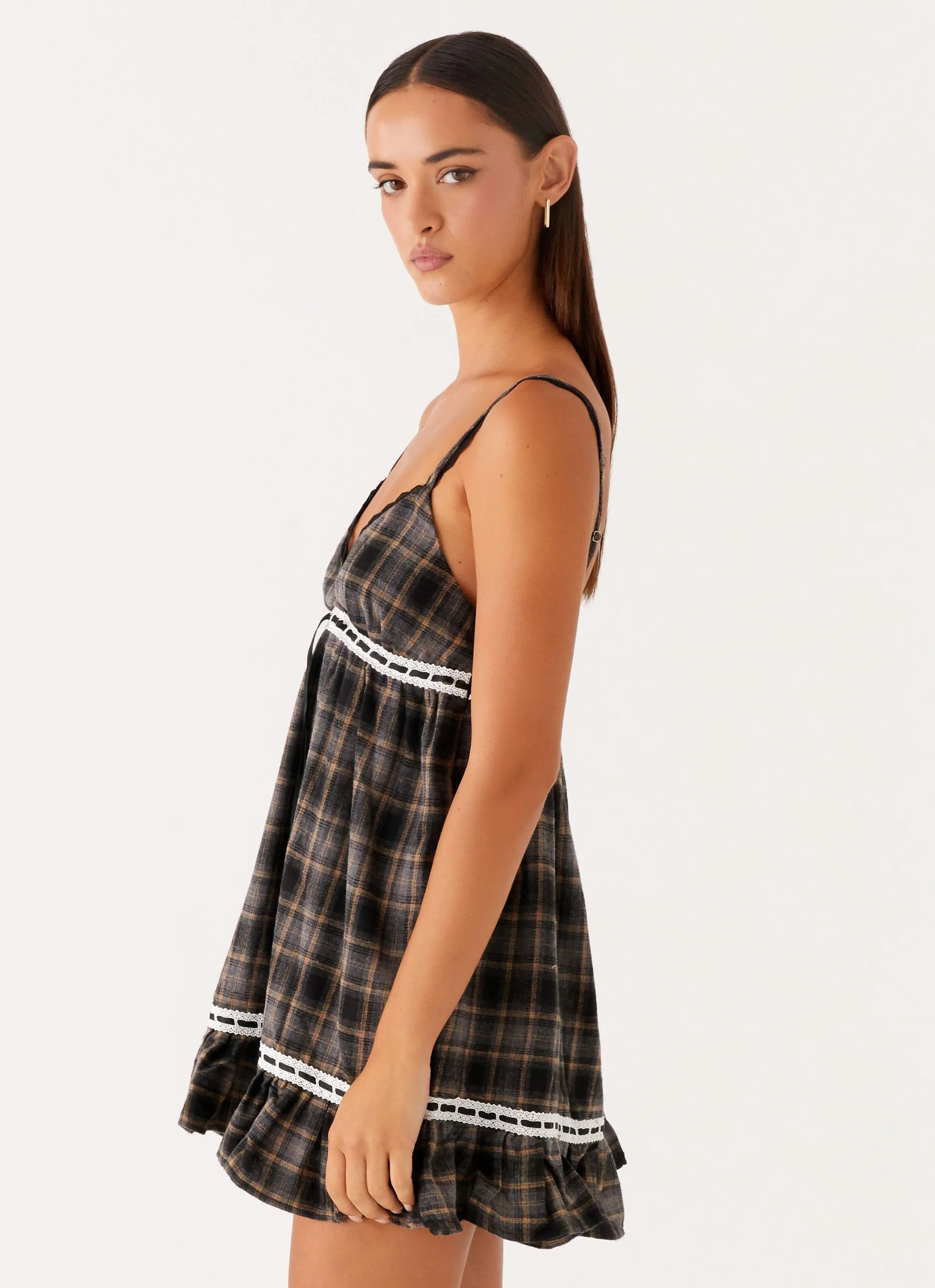 Gretta Mini Dress - Brown Check sold by Peppermayo product image thumbnail 3