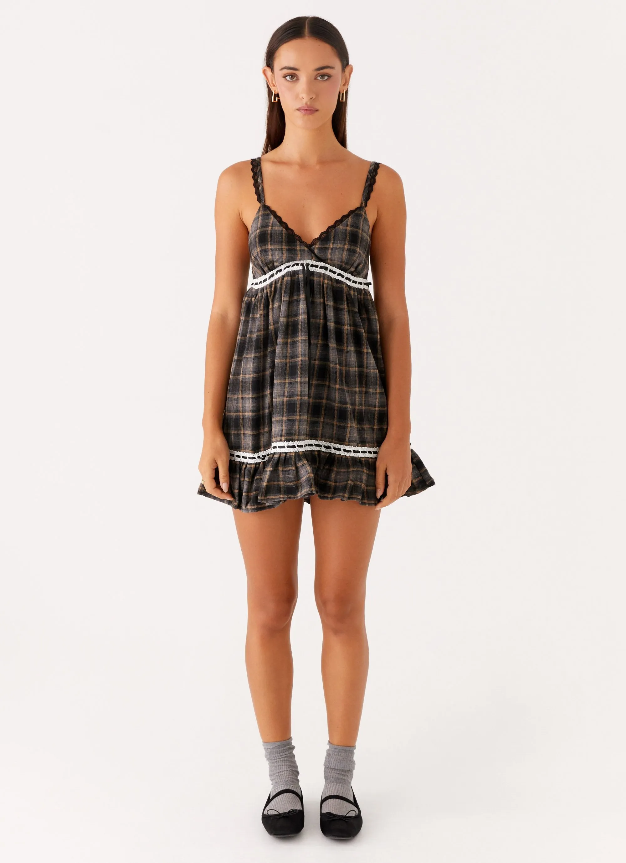 Gretta Mini Dress - Brown Check sold by Peppermayo product image thumbnail 2