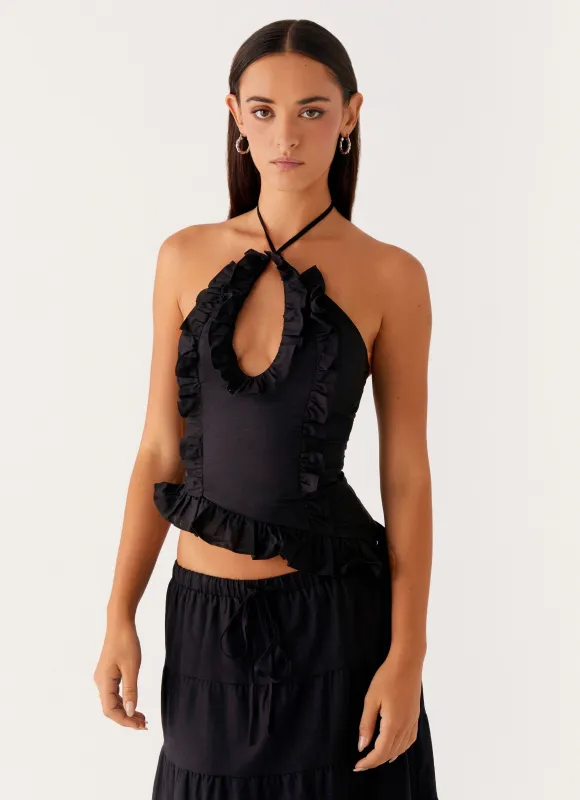 Mariella Linen Top - Black sold by Peppermayo