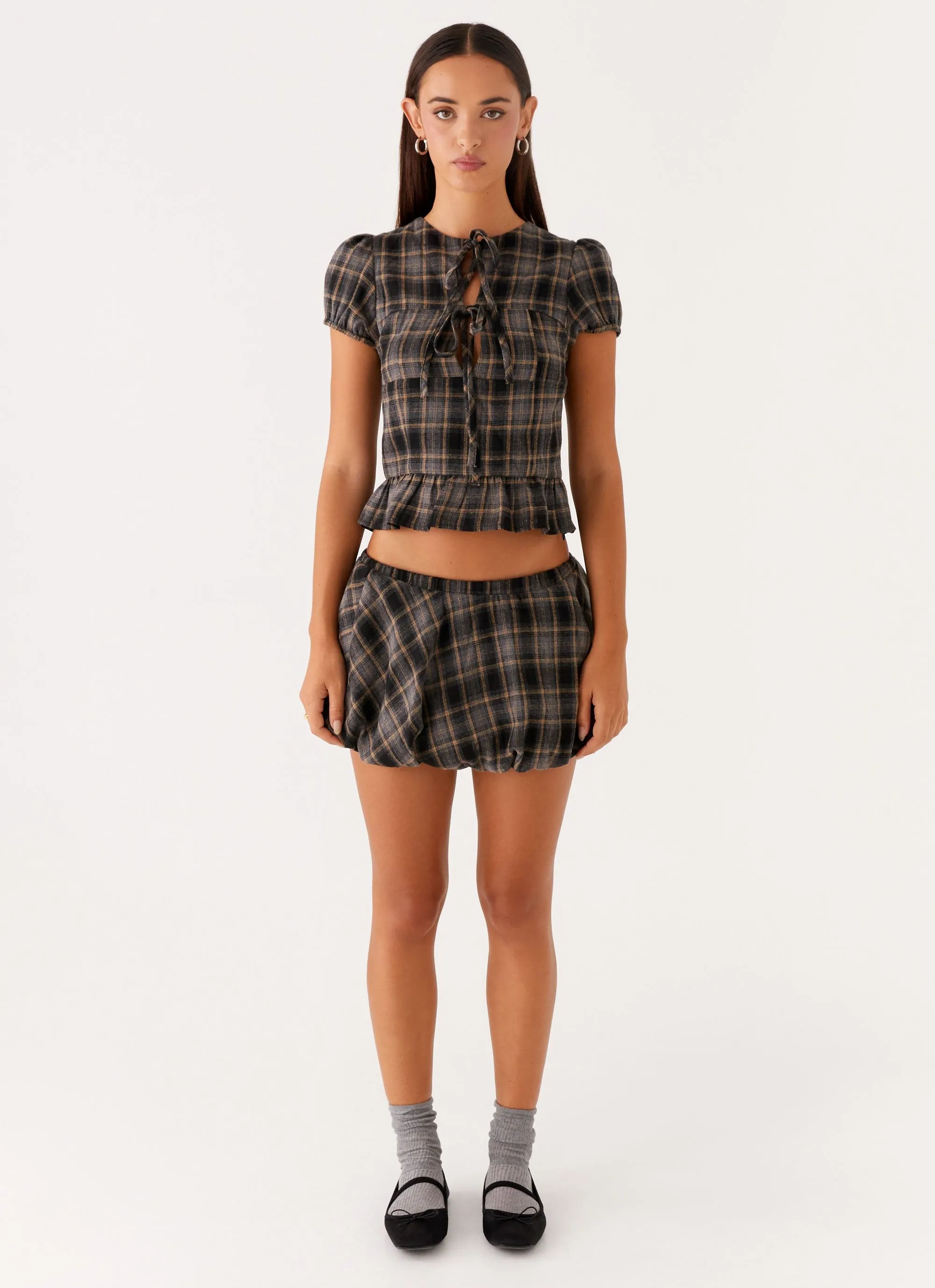 Lucia Mini Skirt - Brown Check sold by Peppermayo product image thumbnail 2