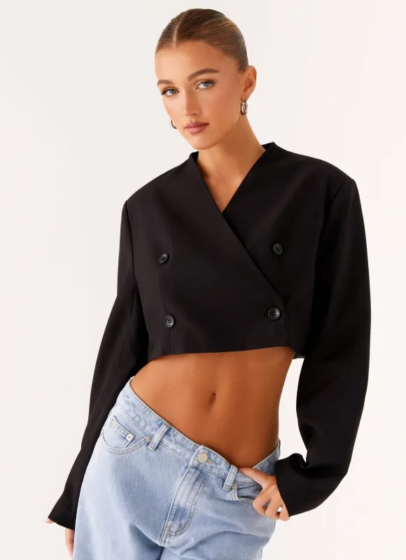 Giana Cropped Blazer - Black sold by Peppermayo