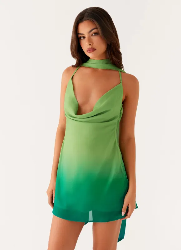 Parma Mini Dress - Green Ombre sold by Peppermayo