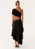 Angelina Asym Midi Dress - Black sold by Peppermayo