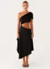 Angelina Asym Midi Dress - Black sold by Peppermayo