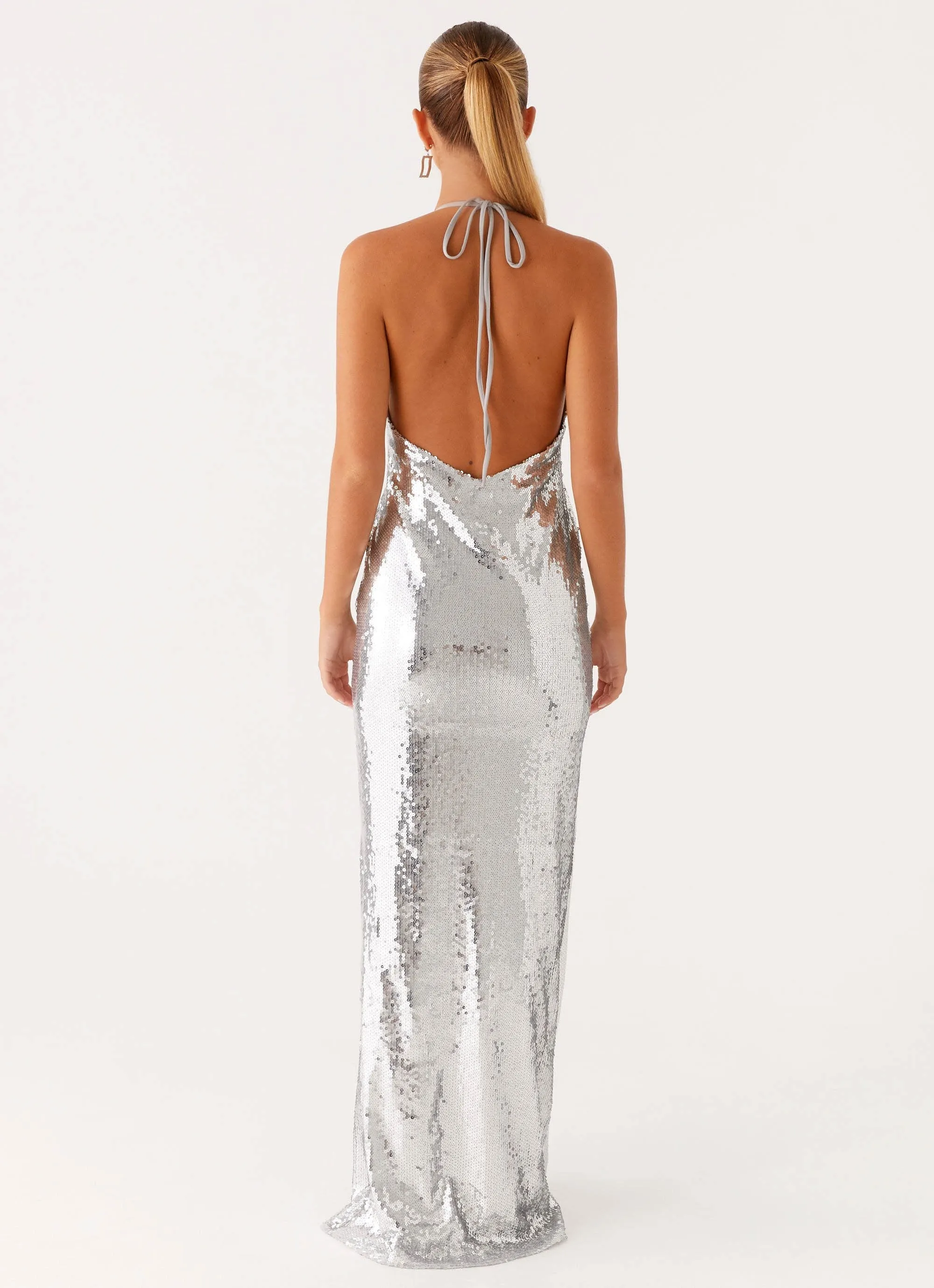 Billions Sequin Maxi Dress - Mirror Silver sold by Peppermayo product image thumbnail 5