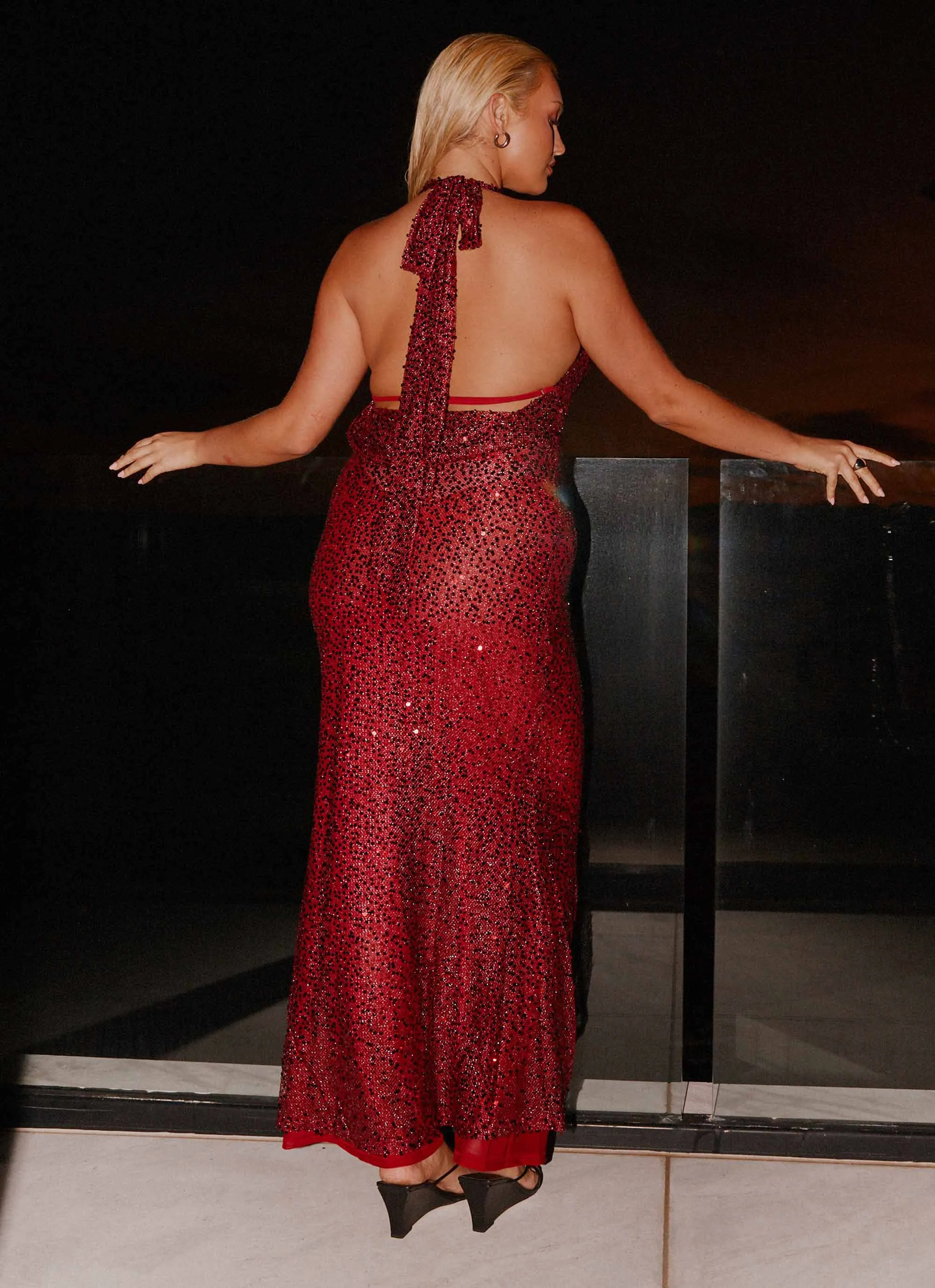 Treasured Sequin Maxi Dress - Fuchsia sold by Peppermayo product image thumbnail 3