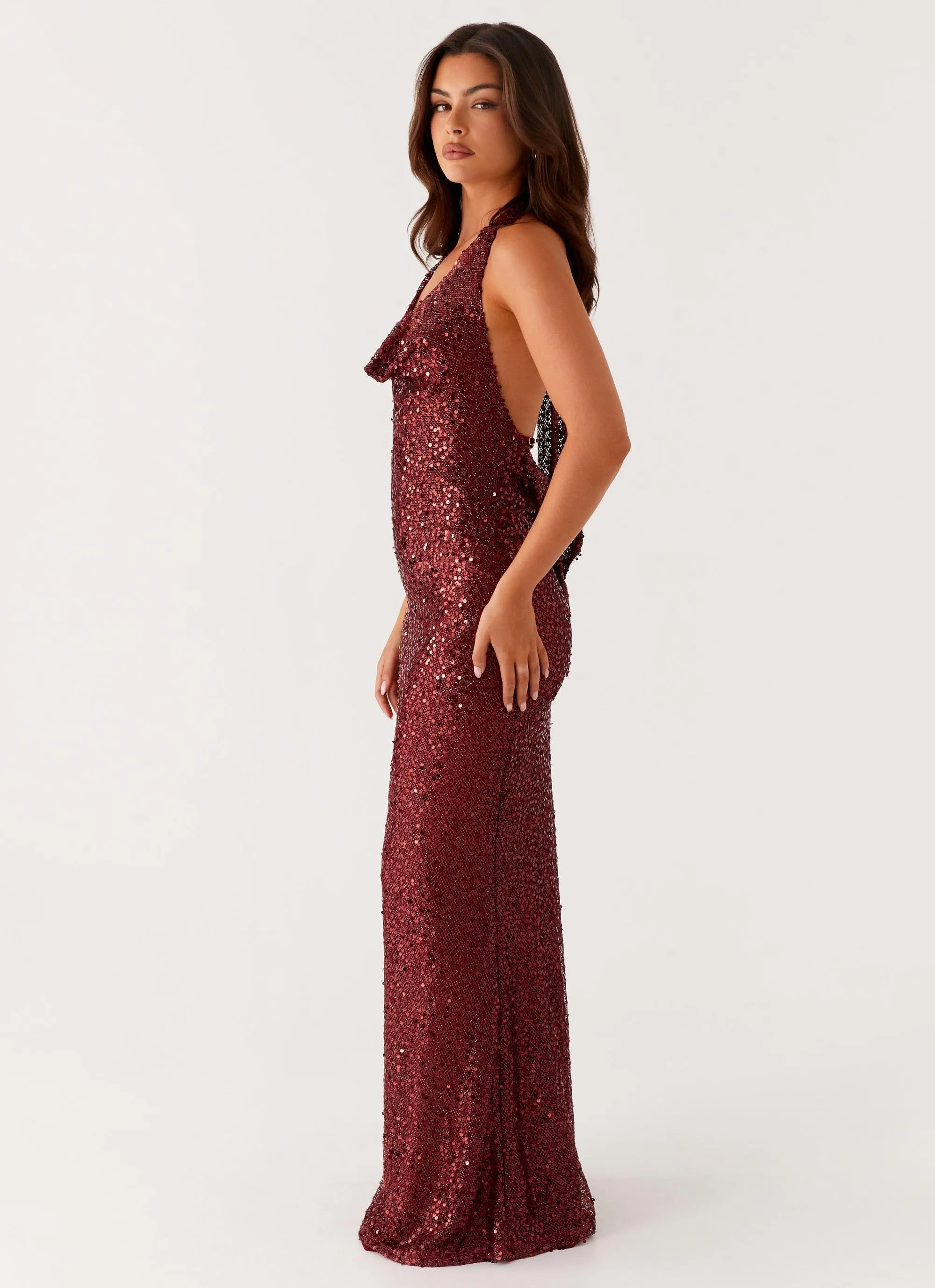 Treasured Sequin Maxi Dress - Fuchsia sold by Peppermayo