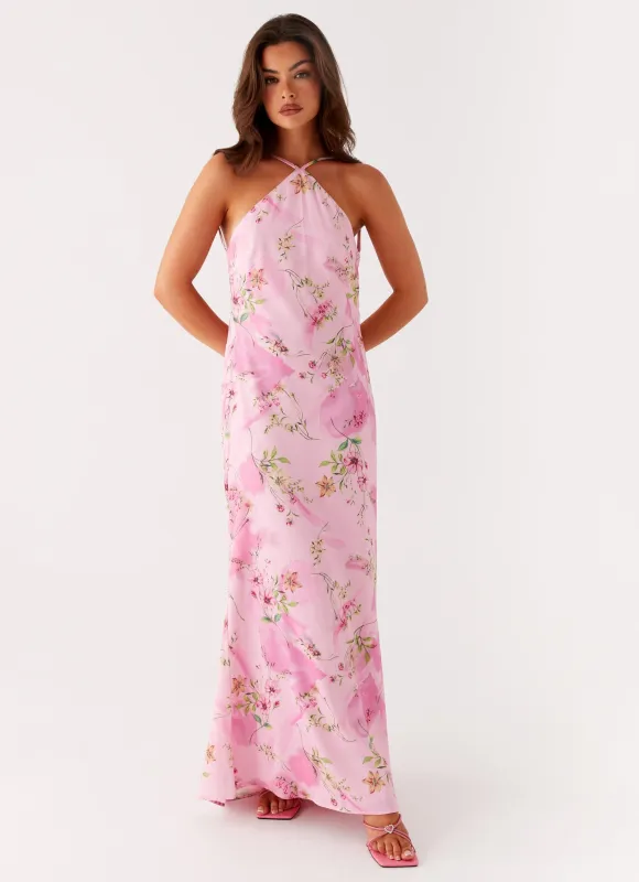 Pascal Maxi Dress - Pink Floral Print sold by Peppermayo