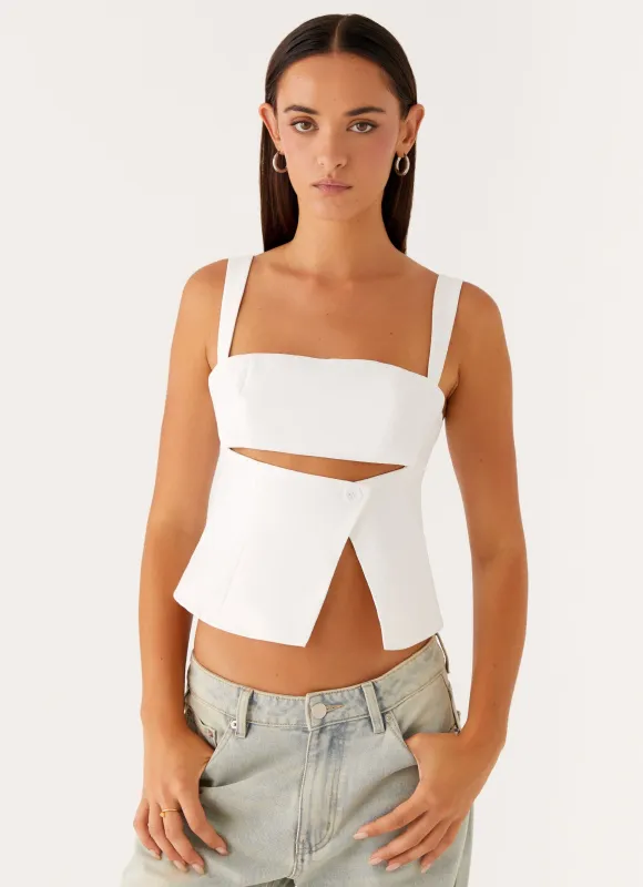 Pia Cut Out Top - White sold by Peppermayo