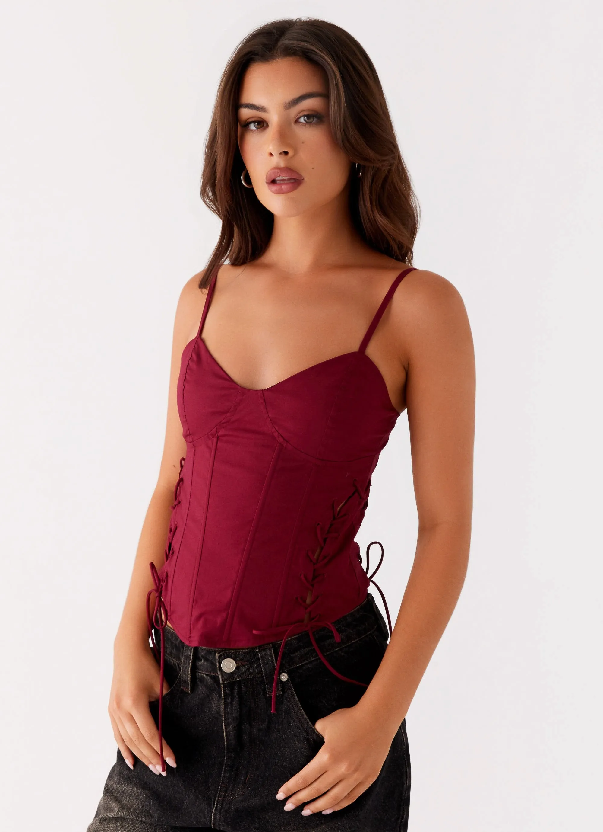 Tallie Corset Top - Red sold by Peppermayo
