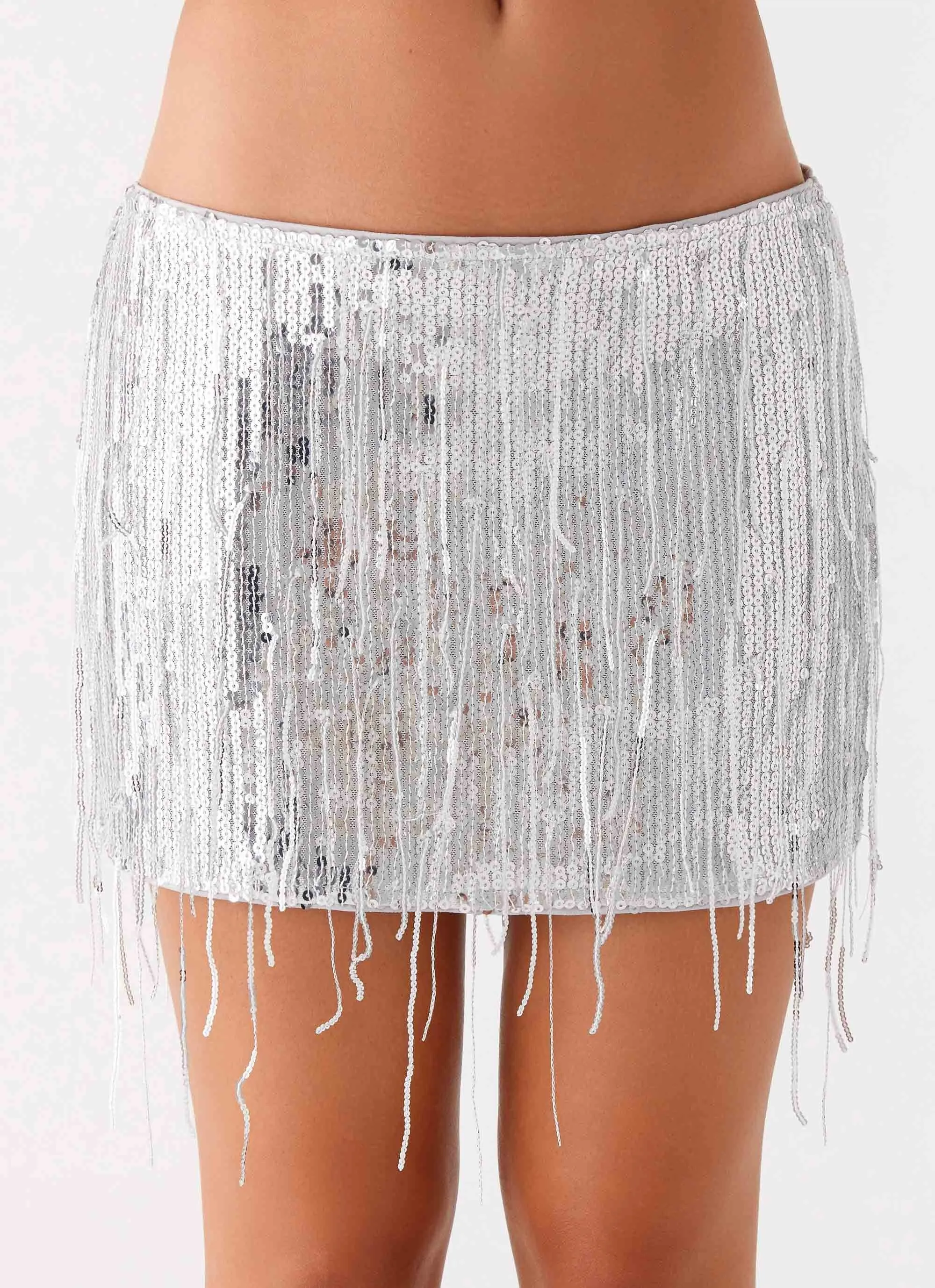 The Motto Sequin Mini Skirt - Silver sold by Peppermayo product image thumbnail 4