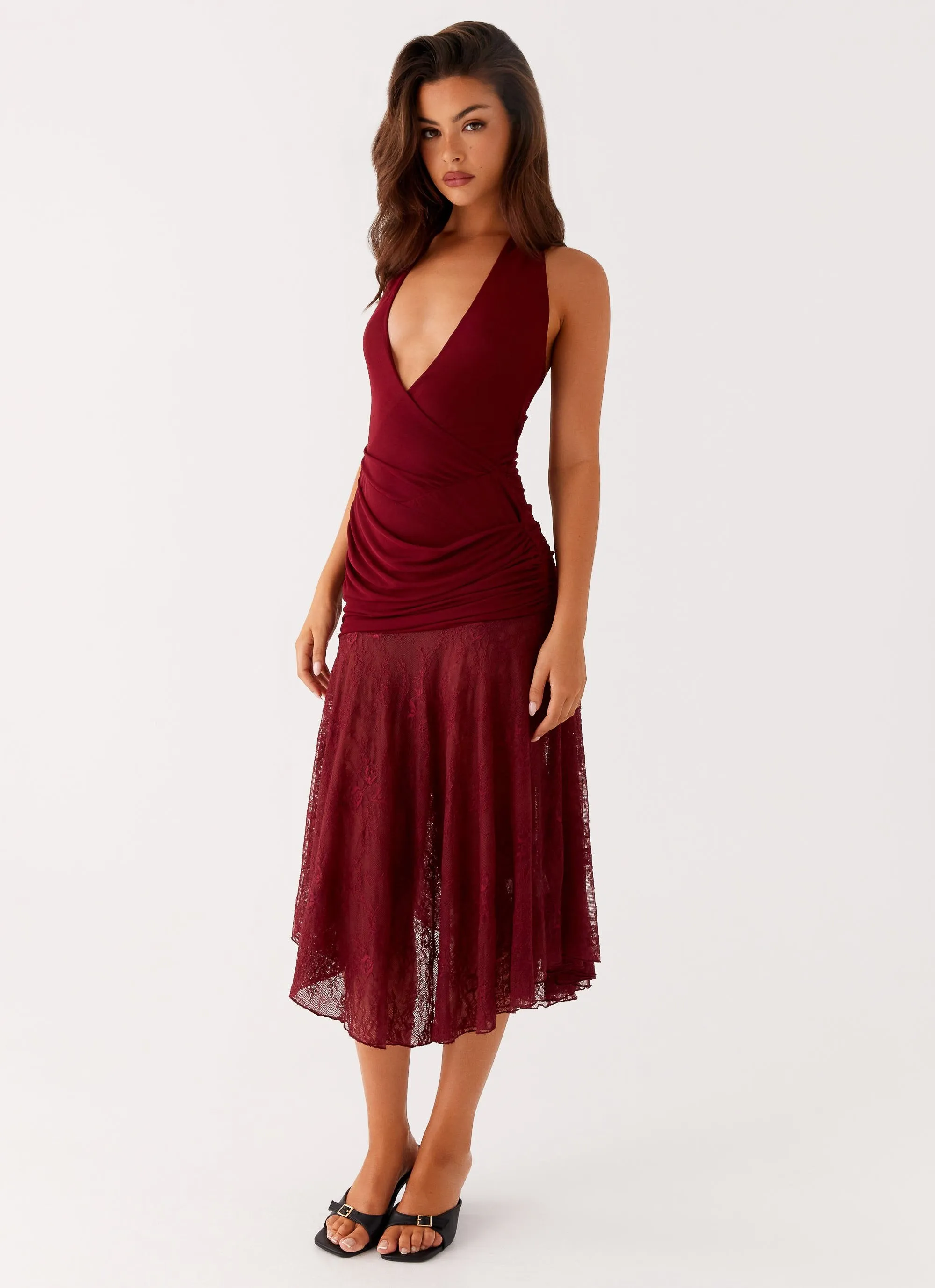 Burnout Midi Dress - Maroon sold by Peppermayo product image thumbnail 5
