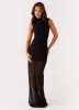 Fondly Mesh Maxi Dress - Black sold by Peppermayo