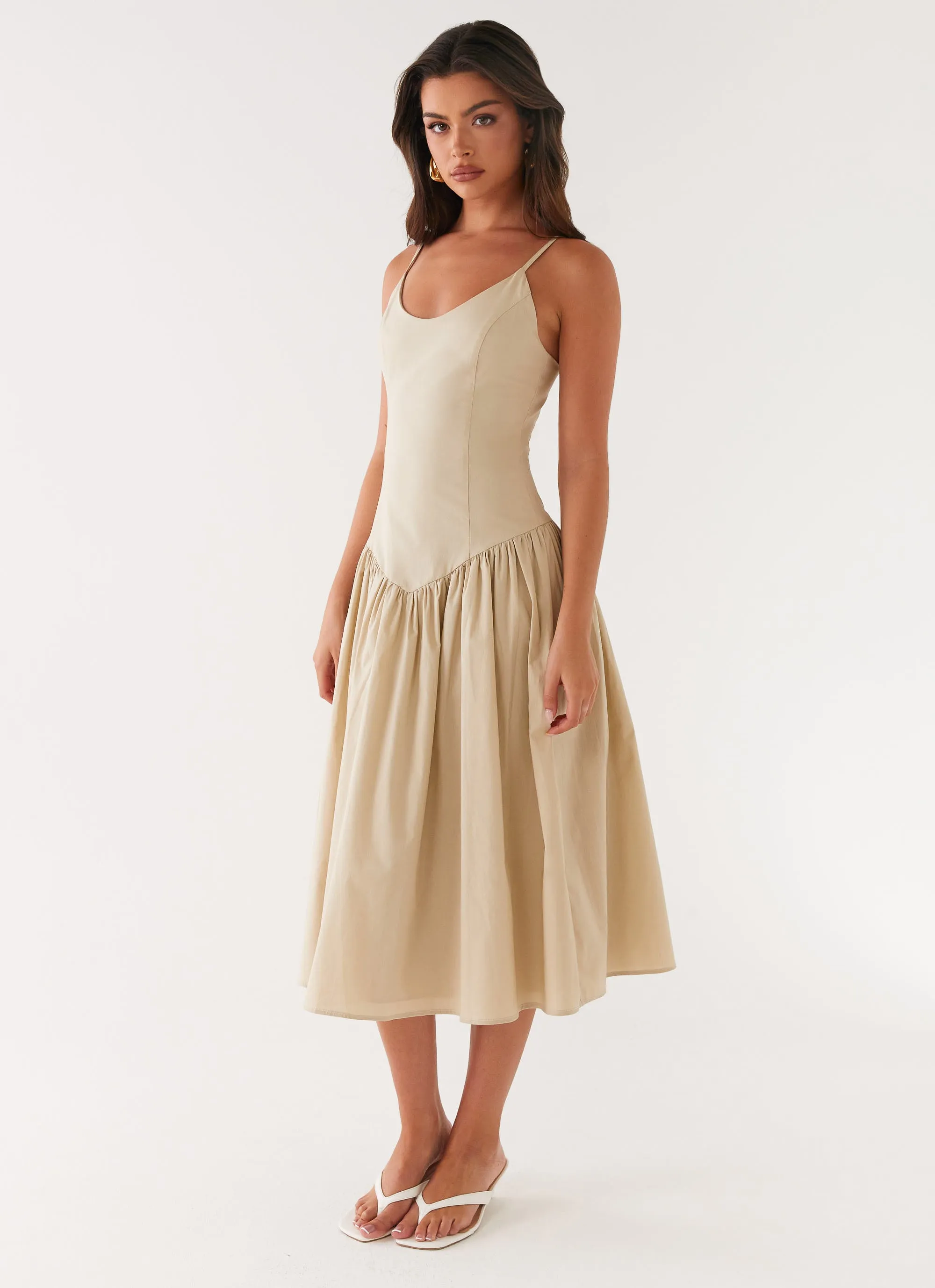 Azalea Midi Dress - Beige sold by Peppermayo
