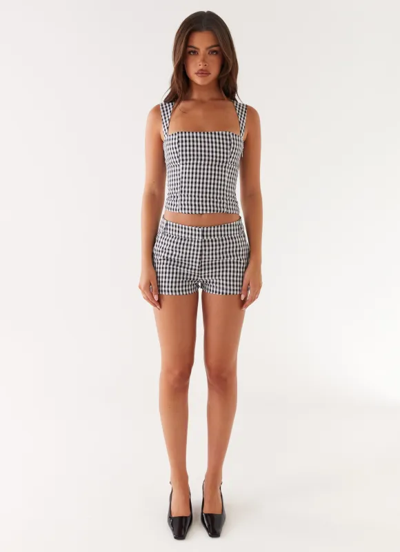 Clayton Top - Black Gingham sold by Peppermayo
