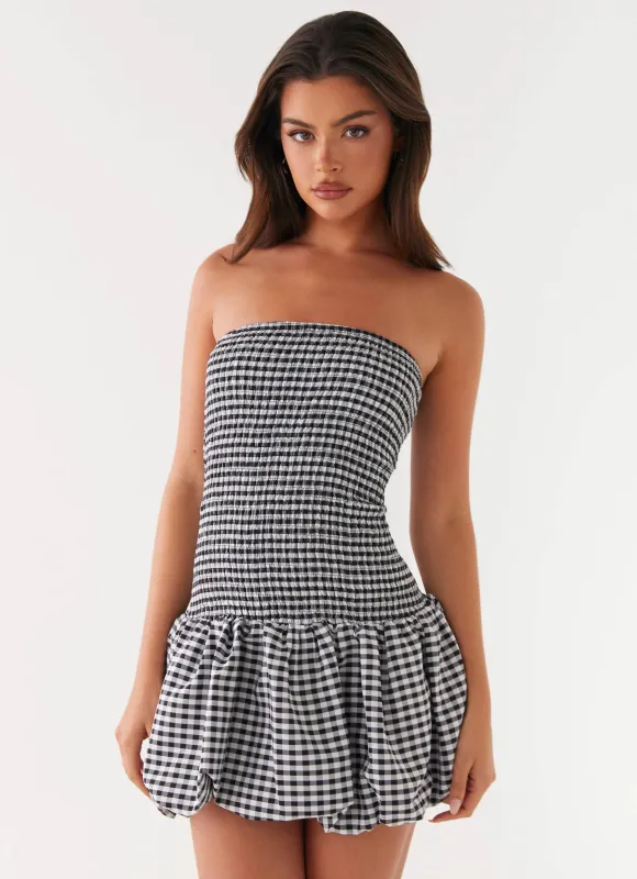Martell Mini Dress - Black Gingham sold by Peppermayo