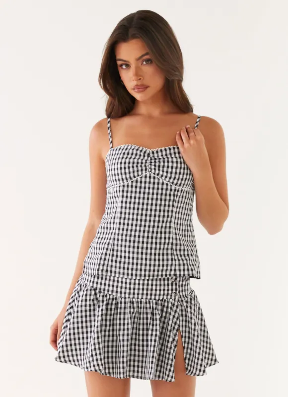 Bellamy Mini Skirt - Black Gingham made by Peppermayo
