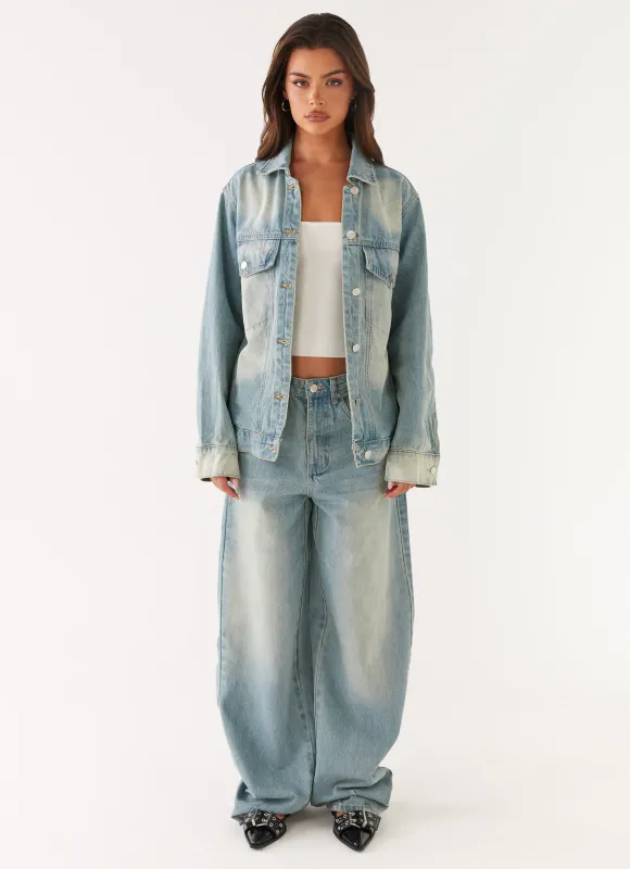 Maxwell Denim Jacket - Washed Blue sold by Peppermayo