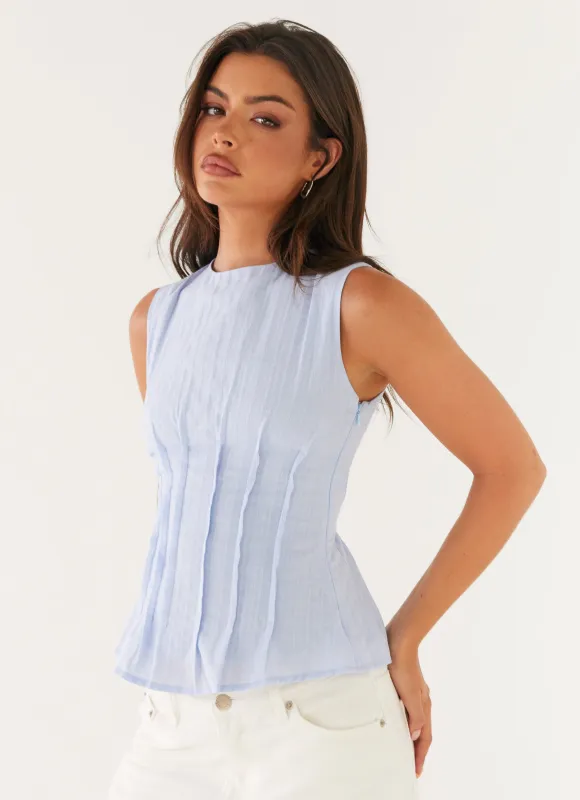 Franco Tie Back Top - Blue made by Peppermayo