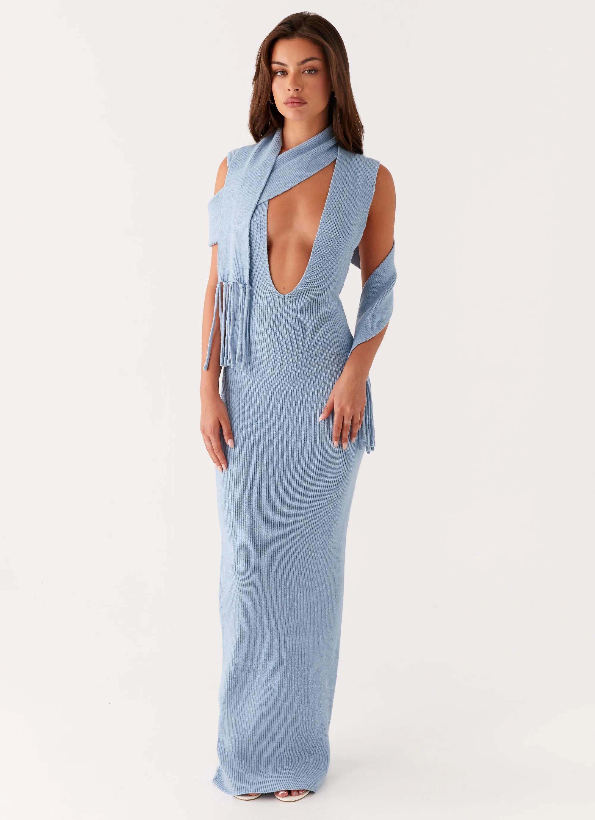 Raine Knit Maxi Dress - Blue sold by Peppermayo