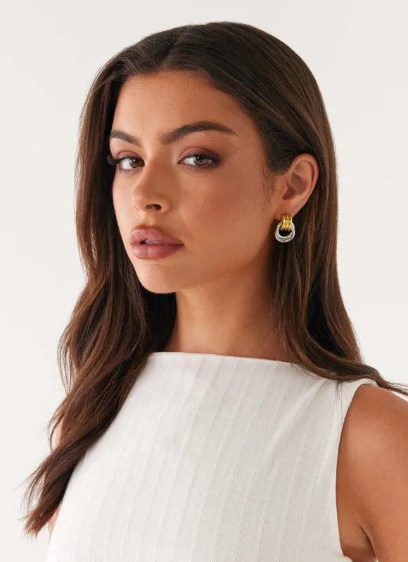 Nicolina Earrings - Gold/Silver sold by Peppermayo