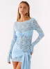 Consie Long Sleeve Mini Dress - Pale Blue sold by Peppermayo