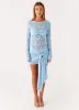 Consie Long Sleeve Mini Dress - Pale Blue sold by Peppermayo