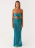 Sun Kissed Crochet Maxi Dress - Blue sold by Peppermayo
