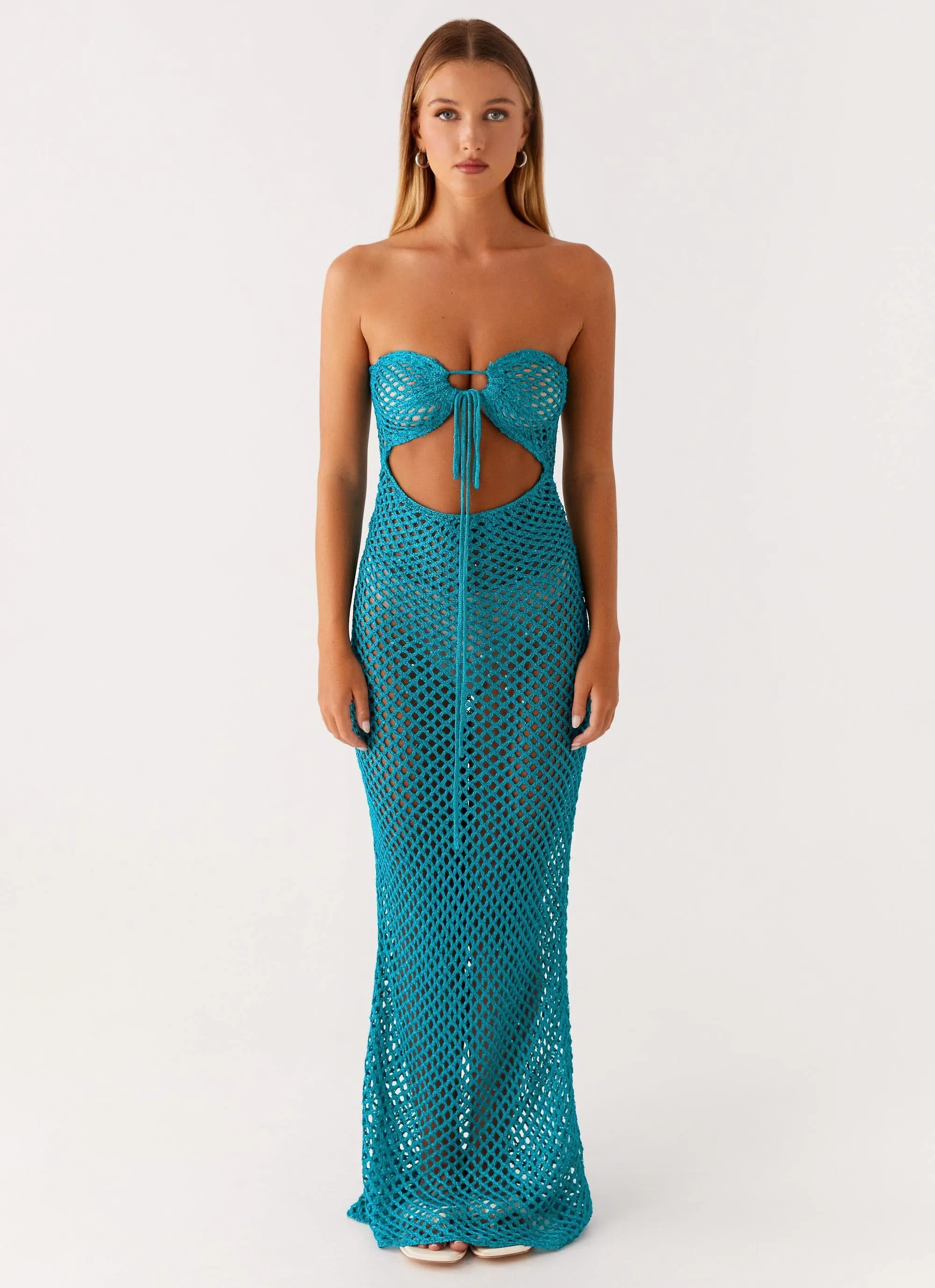 Sun Kissed Crochet Maxi Dress - Blue sold by Peppermayo product image thumbnail 3